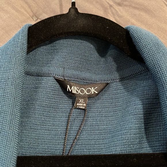 Misook long cardigan. Teal. Beautiful. New. Pockets. Knit. - Picture 4 of 5